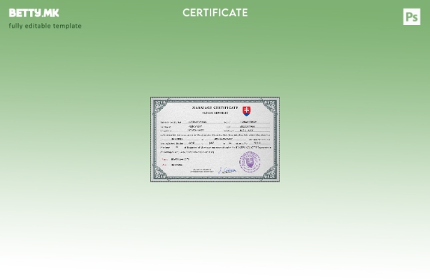 Модерен стил Словачка шаблон PSD шаблон за потврда за брак